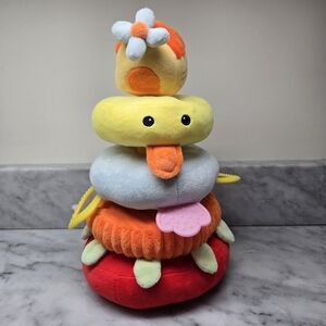 iPlay, iLearn Fabric Plush Stacking Rings for Babies with Teething Rings, Soft